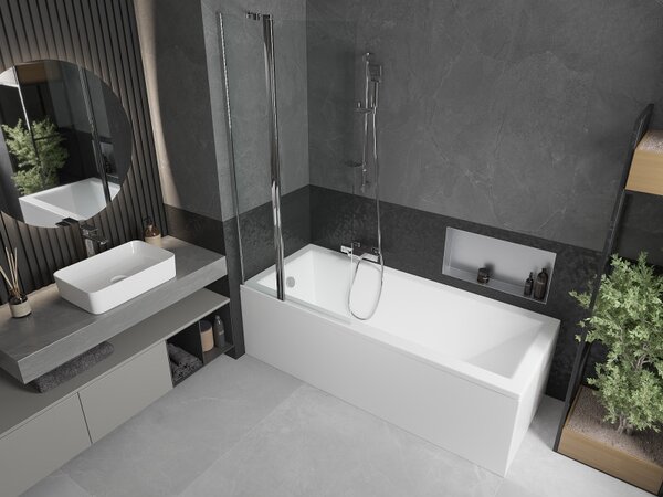 Mexen Flip, paravan de baie 1 aripă 80 x 150 cm, aripă rotativă, sticlă transparentă de 6 mm, profil cromat, 894-080-101-01-00