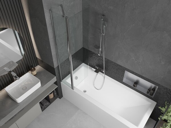 Mexen Flip, paravan de baie 1 aripă 80 x 150 cm, aripă rotativă, sticlă transparentă de 6 mm, profil cromat, 894-080-101-01-00