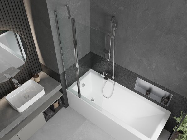 Mexen Flip, paravan de baie 1 aripă 80 x 150 cm, aripă rotativă, sticlă transparentă de 6 mm, profil cromat, 894-080-101-01-00