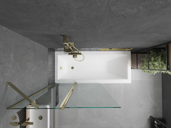 Mexen Flip, paravan de baie 1 aripă 100 x 150 cm, aripă rotativă, sticlă transparentă de 6 mm, profil auriu, 894-100-101-50-00