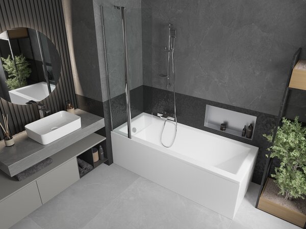 Mexen Flip, paravan de baie 1 aripă 80 x 150 cm, aripă rotativă, sticlă transparentă de 6 mm, profil cromat, 894-080-101-01-00