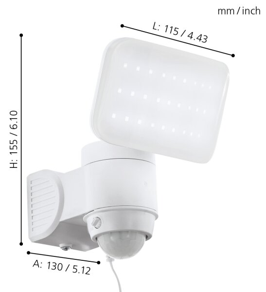 Eglo 98196 - Lampă de perete solară cu senzor CASABAS, LED/3,7V, IP44