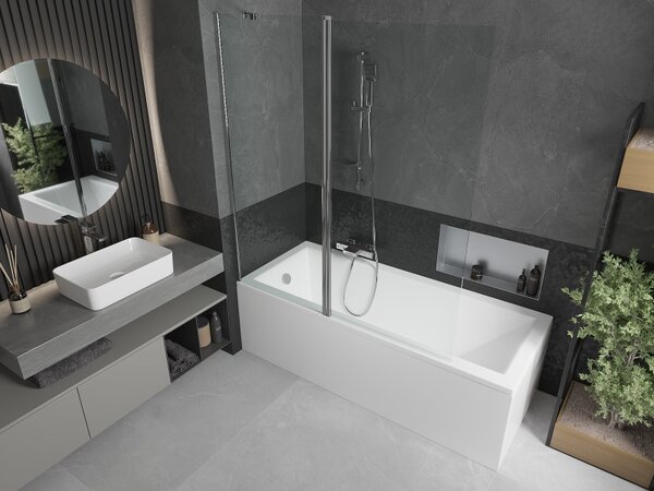 Mexen Flip, paravan de baie 1 aripă 140 x 150 cm, aripă rotativă, sticlă transparentă de 6 mm, profil cromat, 894-140-101-01-00