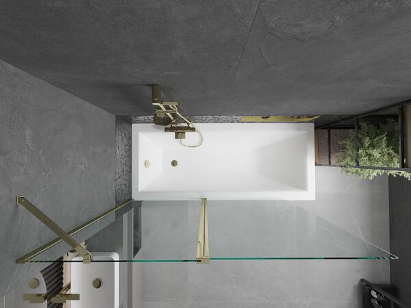 Mexen Flip, paravan de baie 1 aripă 140 x 150 cm, aripă rotativă, sticlă transparentă de 6 mm, profil auriu, 894-140-101-50-00
