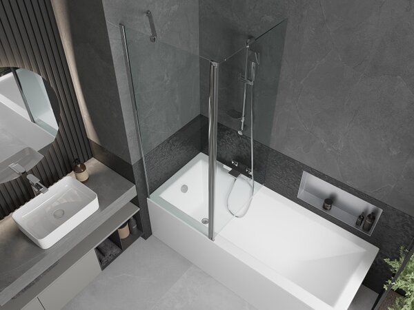 Mexen Flip, paravan de baie 1 aripă 140 x 150 cm, aripă rotativă, sticlă transparentă de 6 mm, profil cromat, 894-140-101-01-00