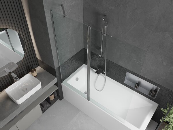 Mexen Flip, paravan de baie 1 aripă 140 x 150 cm, aripă rotativă, sticlă transparentă de 6 mm, profil cromat, 894-140-101-01-00