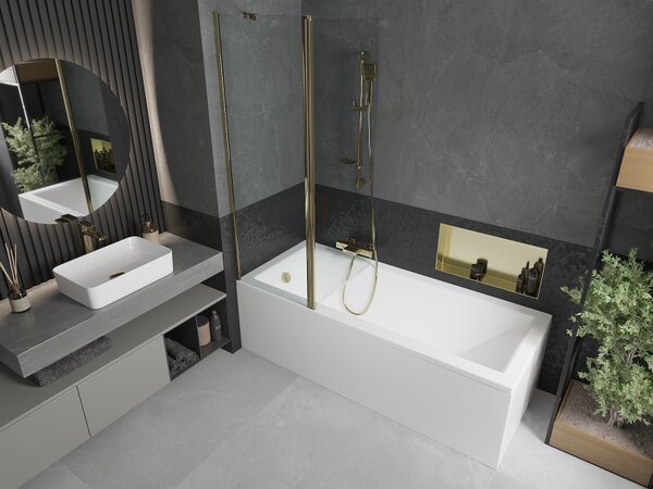 Mexen Flip, paravan de baie 1 aripă 120 x 150 cm, aripă rotativă, sticlă transparentă de 6 mm, profil auriu, 894-120-101-50-00