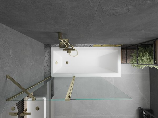 Mexen Flip, paravan de baie 1 aripă 120 x 150 cm, aripă rotativă, sticlă transparentă de 6 mm, profil auriu, 894-120-101-50-00
