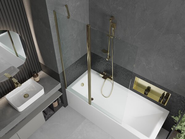 Mexen Flip, paravan de baie 1 aripă 120 x 150 cm, aripă rotativă, sticlă transparentă de 6 mm, profil auriu, 894-120-101-50-00