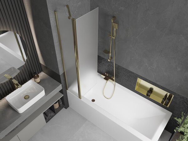 Mexen Flip, paravan de baie 1 aripă 80 x 150 cm, aripă rotativă, sticlă mată 6 mm, profil auriu, 894-080-101-50-30