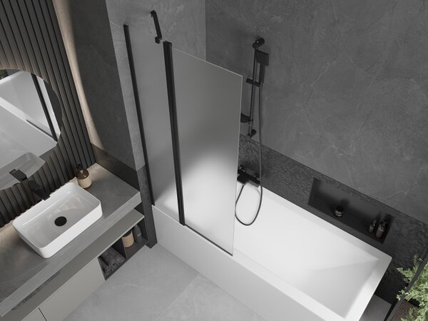 Mexen Flip, paravan de baie cu 1 aripă 80 x 150 cm, sticlă mată 6 mm, profil negru, 894-080-101-70-30
