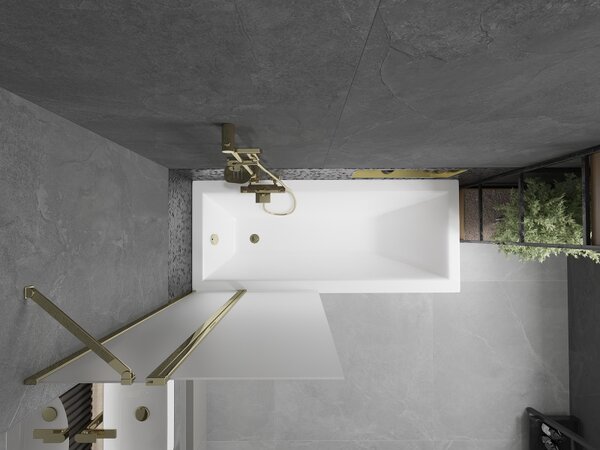 Mexen Flip, paravan de baie 1 aripă 80 x 150 cm, aripă rotativă, sticlă mată 6 mm, profil auriu, 894-080-101-50-30