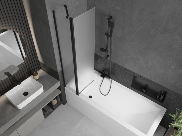 Mexen Flip, paravan de baie cu 1 aripă 80 x 150 cm, sticlă mată 6 mm, profil negru, 894-080-101-70-30