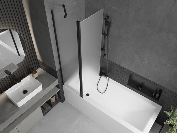 Mexen Flip, paravan de baie cu 1 aripă 100 x 150 cm, sticlă mată 6 mm, profil negru, 894-100-101-70-30