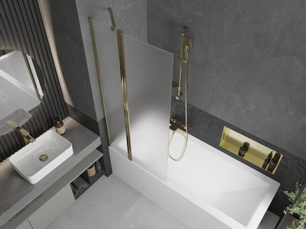 Mexen Flip, paravan de baie 1 aripă 80 x 150 cm, aripă rotativă, sticlă mată 6 mm, profil auriu, 894-080-101-50-30