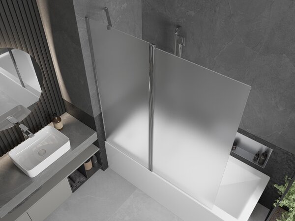 Mexen Flip, paravan de baie 1 aripă 140 x 150 cm, aripă rotativă, sticlă mată 6 mm, profil cromat, 894-140-101-01-30