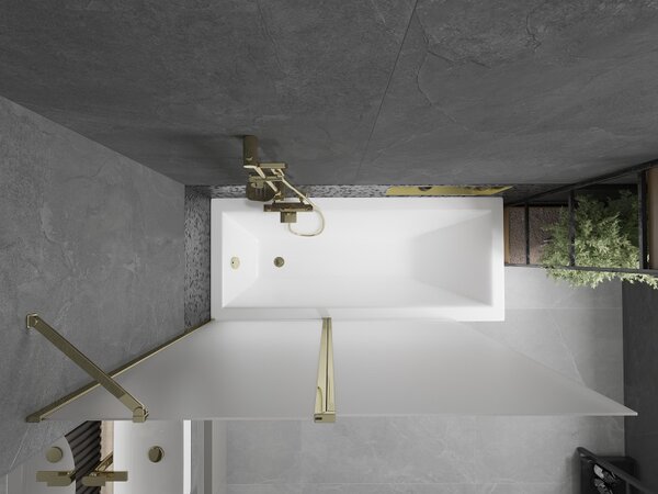 Mexen Flip, paravan de baie 1 aripă 140 x 150 cm, aripă rotativă, sticlă mată 6 mm, profil auriu, 894-140-101-50-30