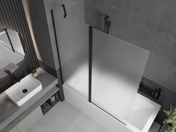 Mexen Flip, paravan de baie cu 1 aripă 140 x 150 cm, sticlă mată 6 mm, profil negru, 894-140-101-70-30