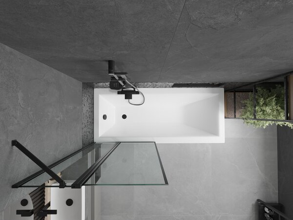 Mexen Flip, paravan de baie cu 1 aripă 80 x 150 cm, model sticlă transparentă-negru de 6 mm, profil negru, 894-080-101-70-70