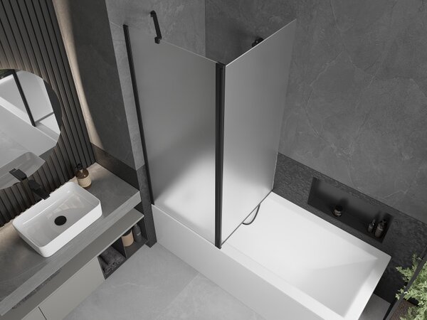 Mexen Flip, paravan de baie cu 1 aripă 140 x 150 cm, sticlă mată 6 mm, profil negru, 894-140-101-70-30