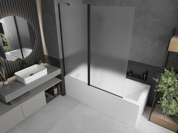 Mexen Flip, paravan de baie cu 1 aripă 140 x 150 cm, sticlă mată 6 mm, profil negru, 894-140-101-70-30