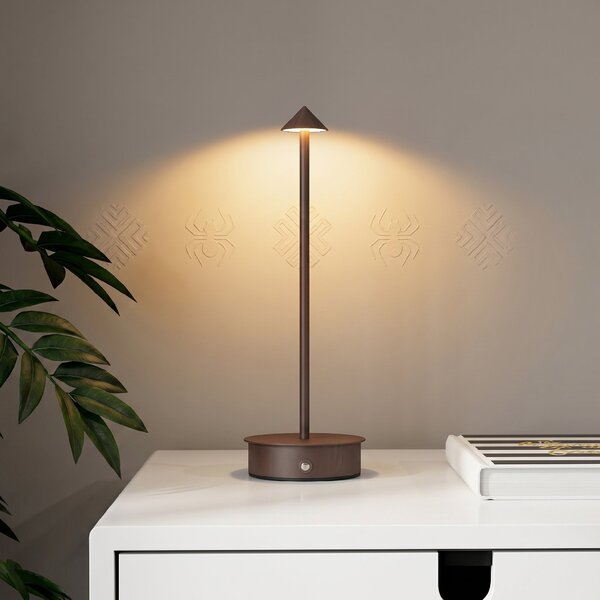 HOMCOM Lampă de Masă Reîncărcabilă cu USB, Lampă Fără Fir cu Temperatura Culorii Reglabilă 3000K/4500K/6500K, Control Touch, Autonomie 4-8 Ore, Cafea | Aosom Romania