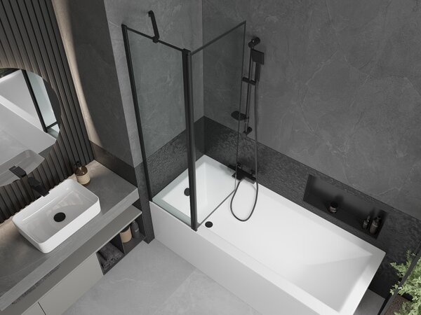 Mexen Flip, paravan de baie cu 1 aripă 100 x 150 cm, sticlă transparentă de 6 mm, profil negru, 894-100-101-70-70