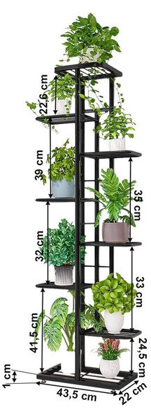 Suport de flori BAMIR TIP 4, gri inchis, metal, 43.5x22x141 cm