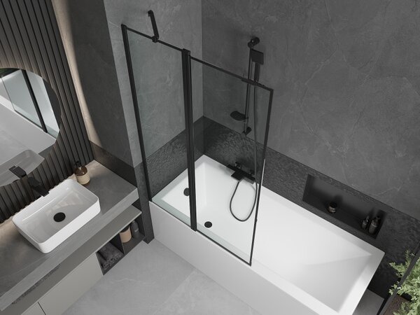 Mexen Flip, paravan de baie cu 1 aripă 100 x 150 cm, sticlă transparentă de 6 mm, profil negru, 894-100-101-70-70
