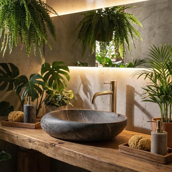 Lavoar pentru blat Rea Roxy A Stone D.Grey Gri