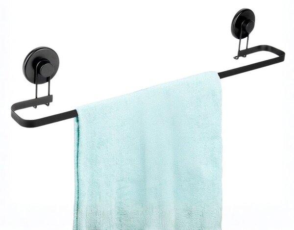 Suport pentru prosoape, Bathroom Solutions, prindere cu ventuză, negru mat, 60x8.5x10 cm
