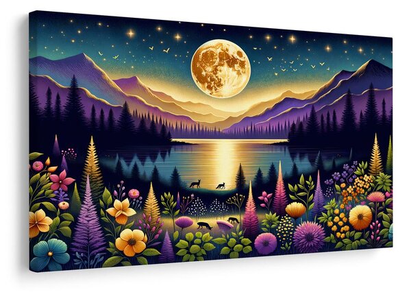Tablou peisaj romantic cu lună plină