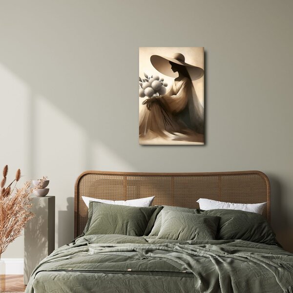 Tablou femeie elegantă cu floare