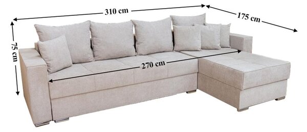 Colțar Extensibil Claudia XXL Bonell Bej Deschis - Aragon 3