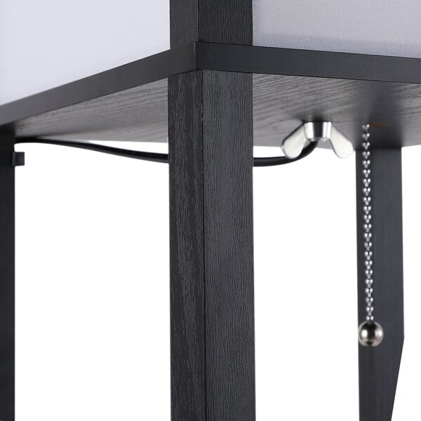 HOMCOM Lampă de podea cu rafturi pentru cărți, Design Modern, 3 Nivele, Cablu Metalic, 26x26x160cm, Negru-Alb | Aosom Romania