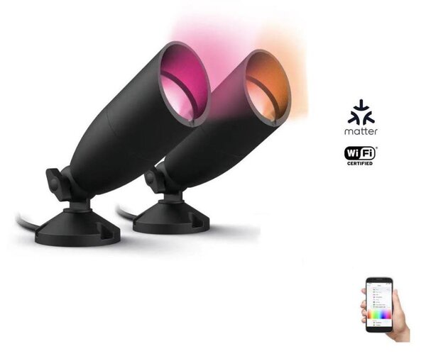 WiZ - Set 2x LED RGBW spot exterior dimabil 10W 230V IP65 Wi-Fi