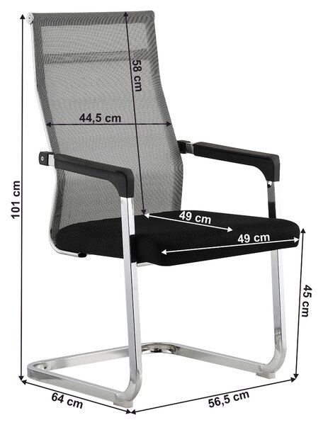 Scaun RIMALA NEW, gri/negru, plasa/metal, 56.5x64x101 cm