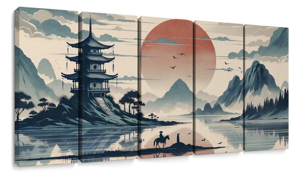 Tablou 5-piese seară liniștită în Japonia
