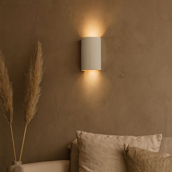 Lampă de perete scandinavă bej, semicerc, cu 2 lumini - Plaster