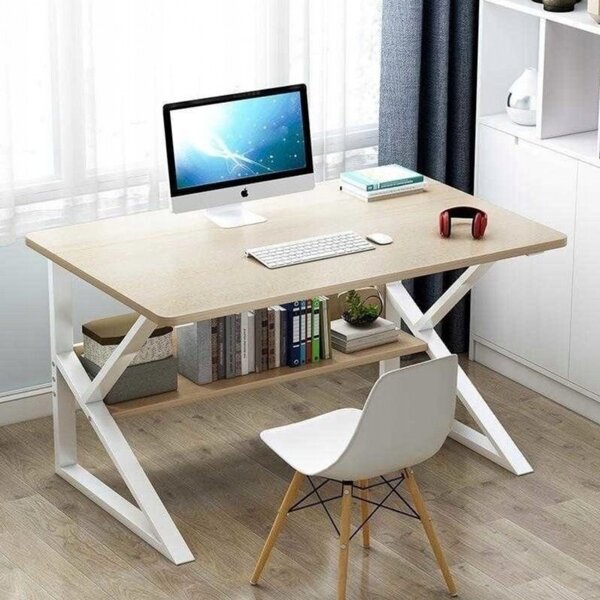 Birou SHAPE cu raft in decor stejar 100x60 cm