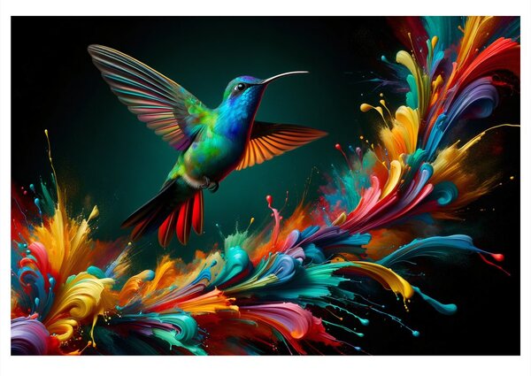 Tablou colibri colorat în zbor