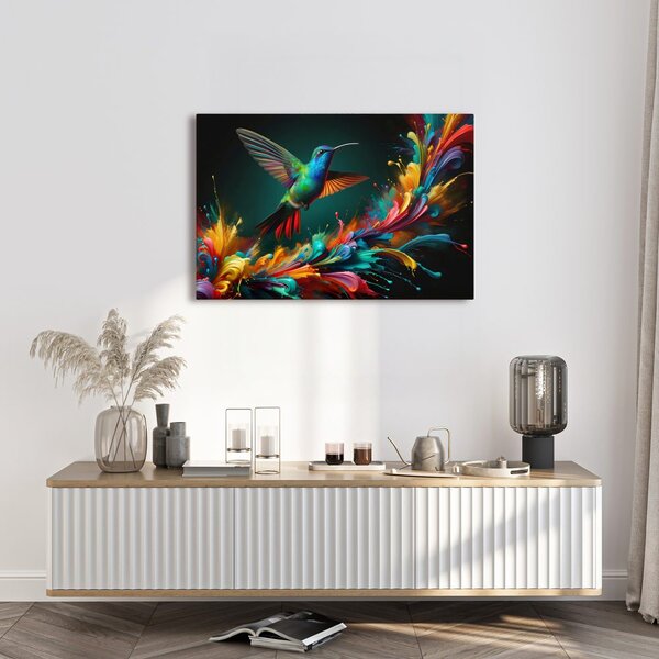 Tablou colibri colorat în zbor