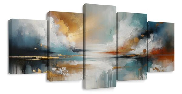 Tablou 5-piese peisaj abstract cu lac