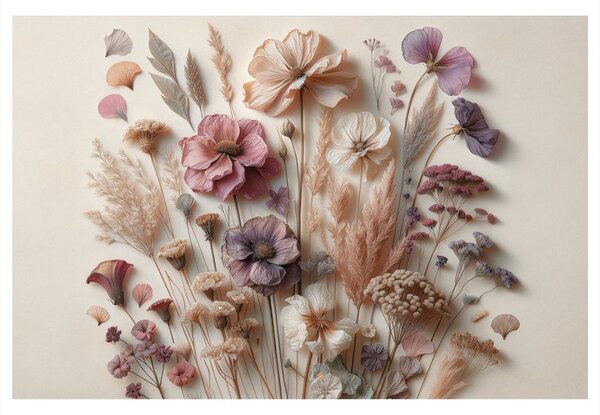 Tablou flori vintage pe fundal deschis