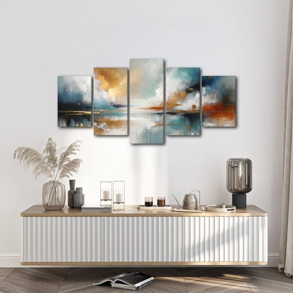Tablou 5-piese peisaj abstract cu lac