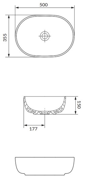 Cersanit Moduo, chiuveta blat 50x35,5x15 cm, antracit mat, K116-107