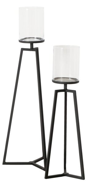 Suporturi de lumanari din sticla pe cadru metalic Cosa, 75-95 cm
