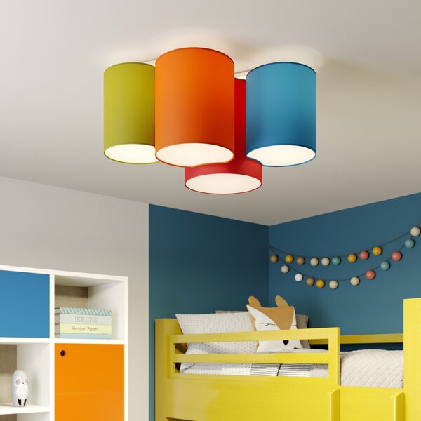 TK Lighting Plafonieră Mona cu 4 becuri, multicoloră, reglabil, Multicolor, dormitor, Țesătură / Textil, Modern