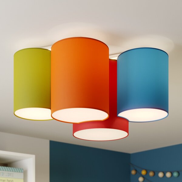 TK Lighting Plafonieră Mona cu 4 becuri, multicoloră, reglabil, Multicolor, dormitor, Țesătură / Textil, Modern