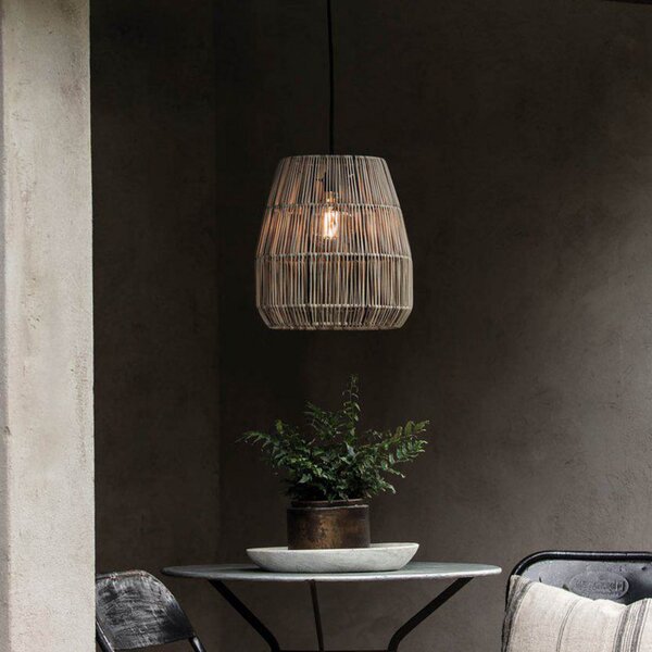 PR Home lampă suspendată de exterior Saigon, gri, Ø 28 cm, cablu 2.5m, reglabil, Gri, Plastic